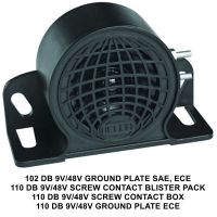 HELLA BACKUP ALARM BM10, LOUD TONE, BLACK, BOLTED MOUNT, AMP PLUG