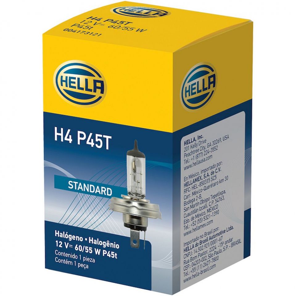 Hella H4 P45t Base Halogen Bulb 12V T4.625 Globe